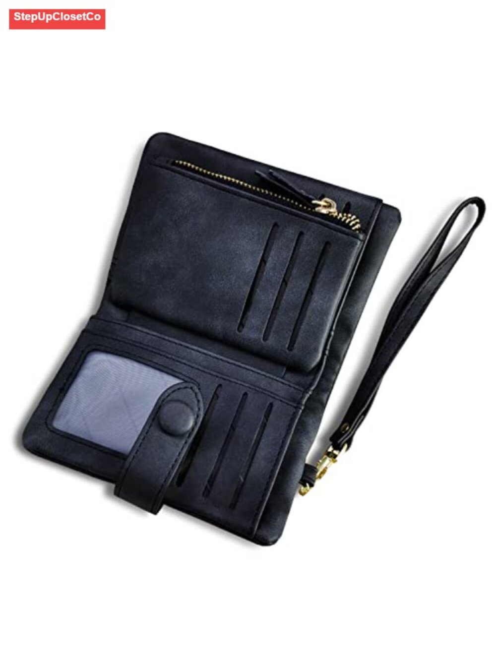 Small Bifold Leather Wallet RFID Blocking Wristlet Card Holder ID Window Coin